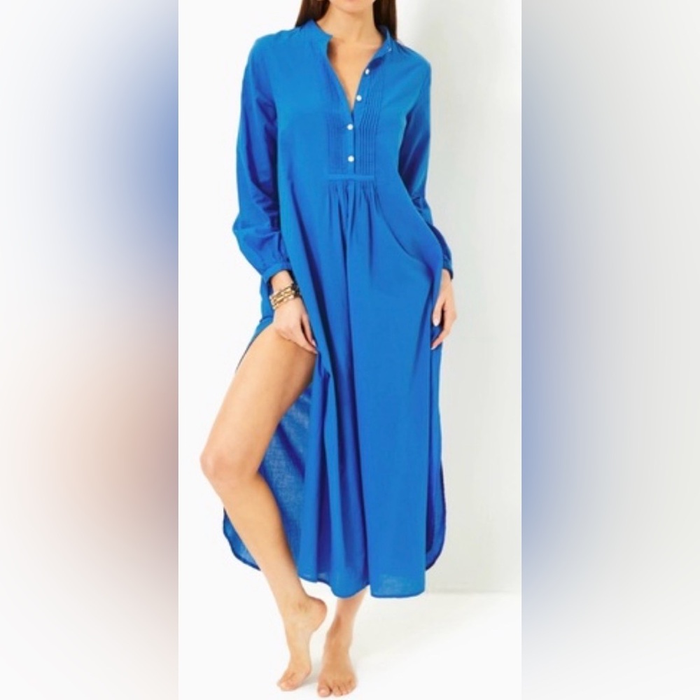 Lilly Pulitzer Vassa Maxi Swim Cover Up Morelle Blue
